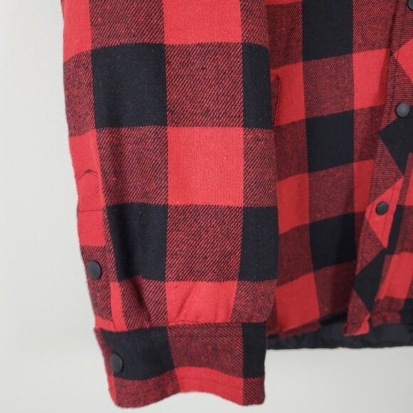 NWT Johnnies Jeans Lumber Jacket Plaid oversized large hoodie hooded - Picture 5 of 8